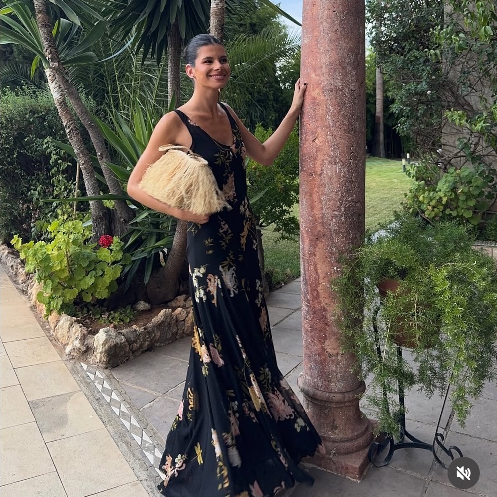 Zara Black Floral Maxi Dress bohemian casual summer